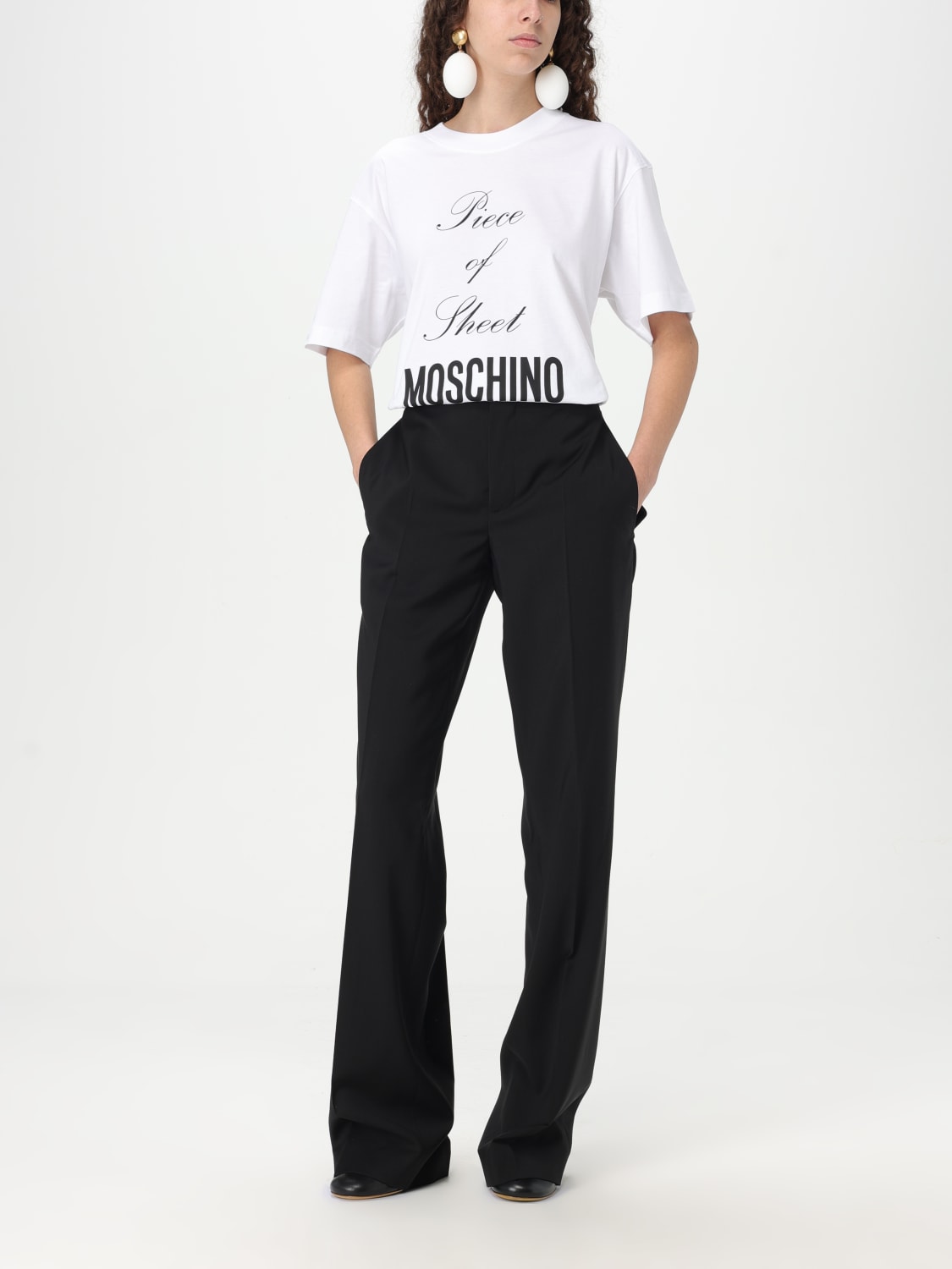 Tシャツ・カットソー MOSCHINO COUTURE Woman T-Shirt White 07170441 1001 MOSCHINO COUTURE: T-shirt in cotone con stampa slogan