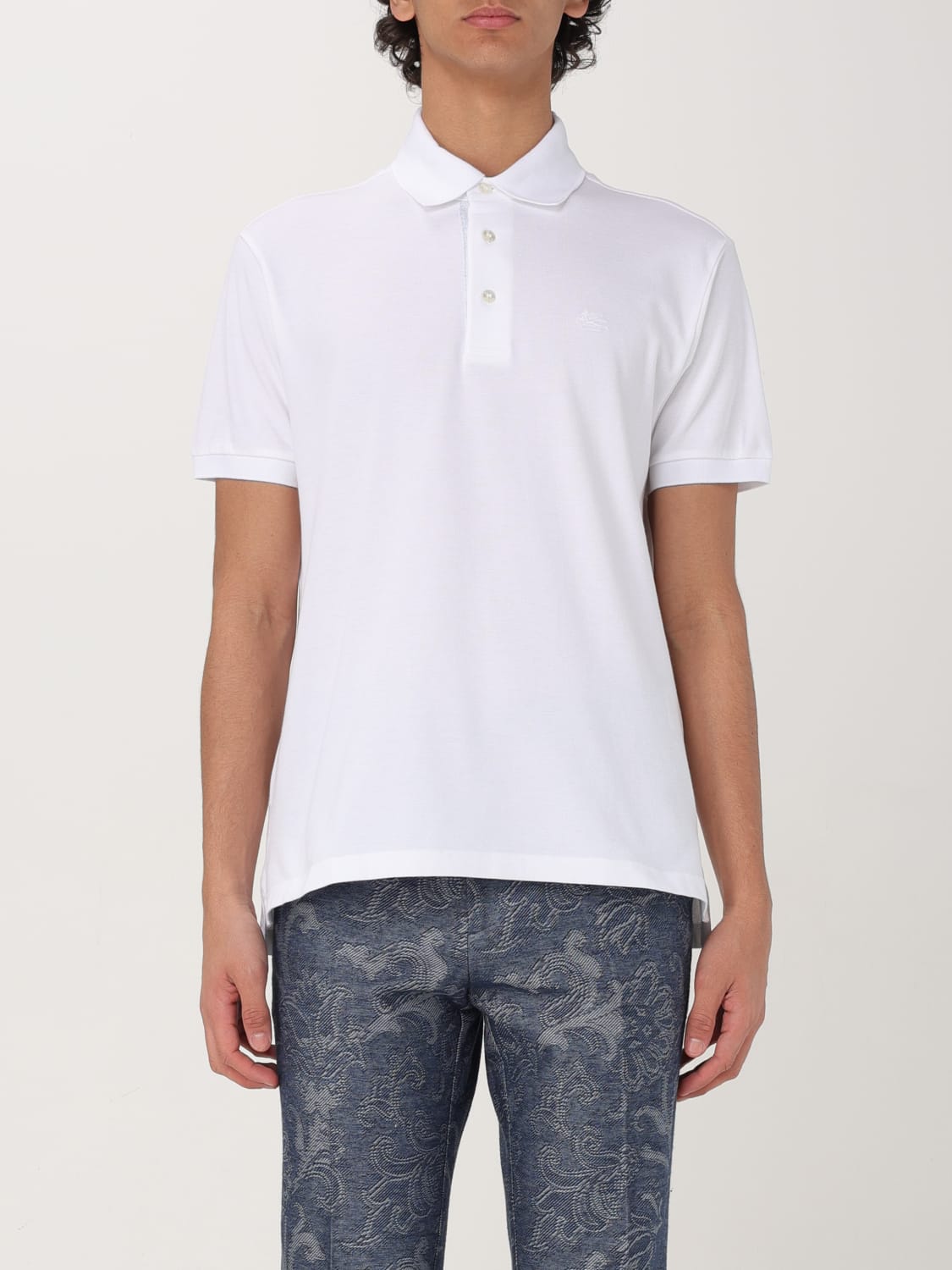 Tシャツ・カットソー ETRO SS25 'Pegaso' polo shirt (MRMD0006AJ264 F0320) 에트로(Etro) | MRMD0006AJ264 F0320 ROSA PEGASO EMBROIDERED