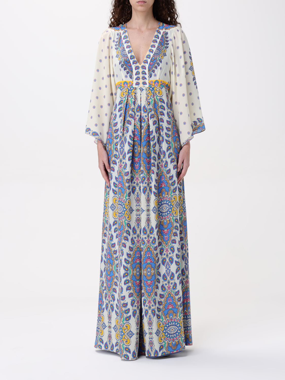 ETRO ABITO: Abito Etro in seta stampata , Azzurro - Img 1