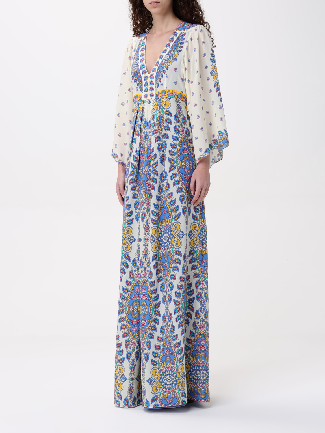 ETRO ABITO: Abito Etro in seta stampata , Azzurro - Img 3