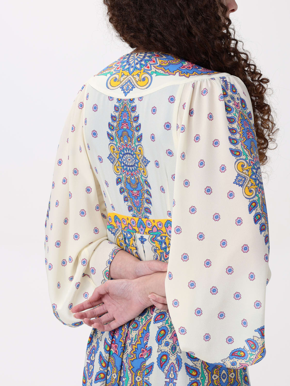 ETRO ABITO: Abito Etro in seta stampata , Azzurro - Img 4