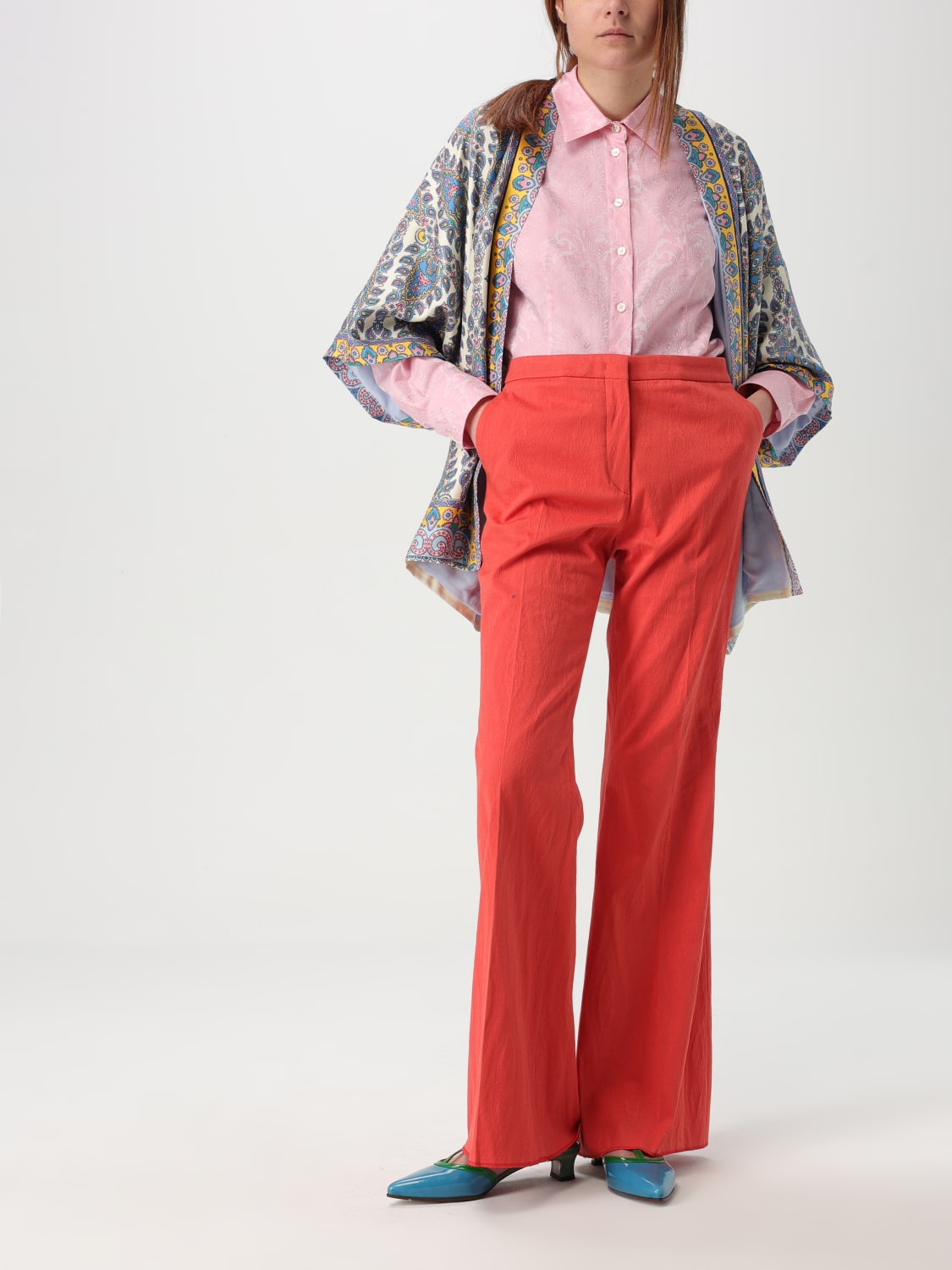 ジャケット ETRO Woman Jacket Gnawed Blue WRCA0025AV600 X0800 ETRO: printed silk kimono - Gnawed Blue | Etro jacket