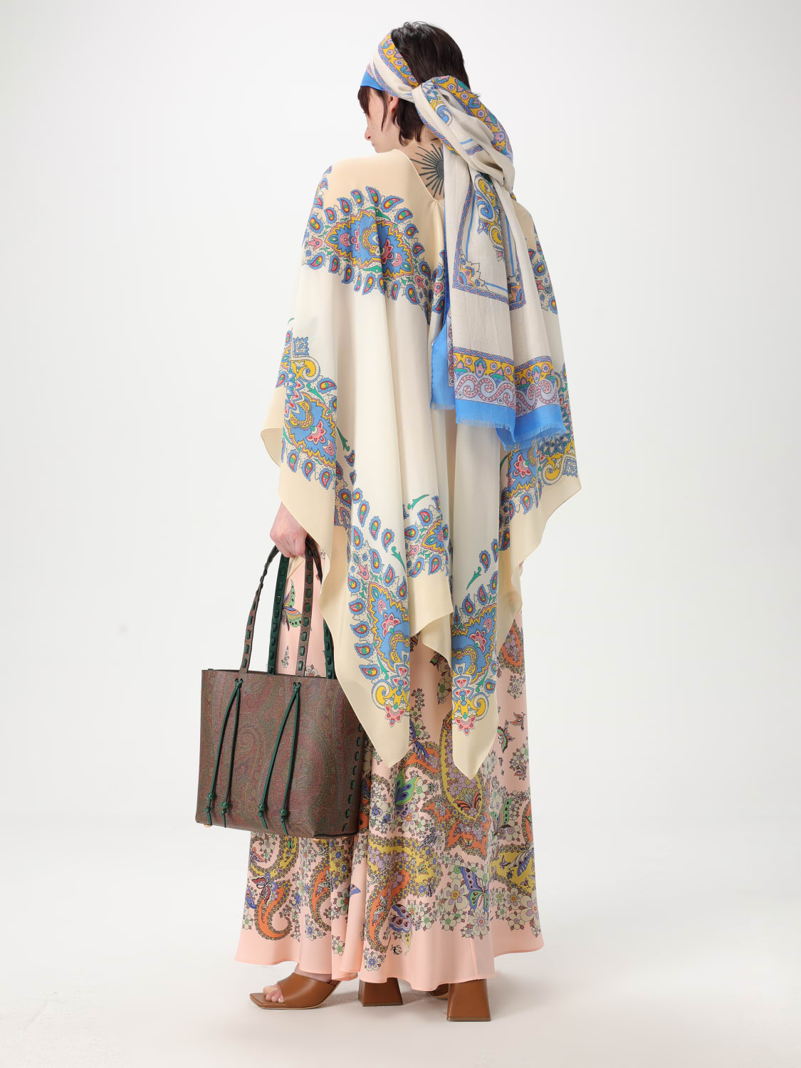 ETRO: Neck scarf woman - Gnawed Blue | Etro neck scarf