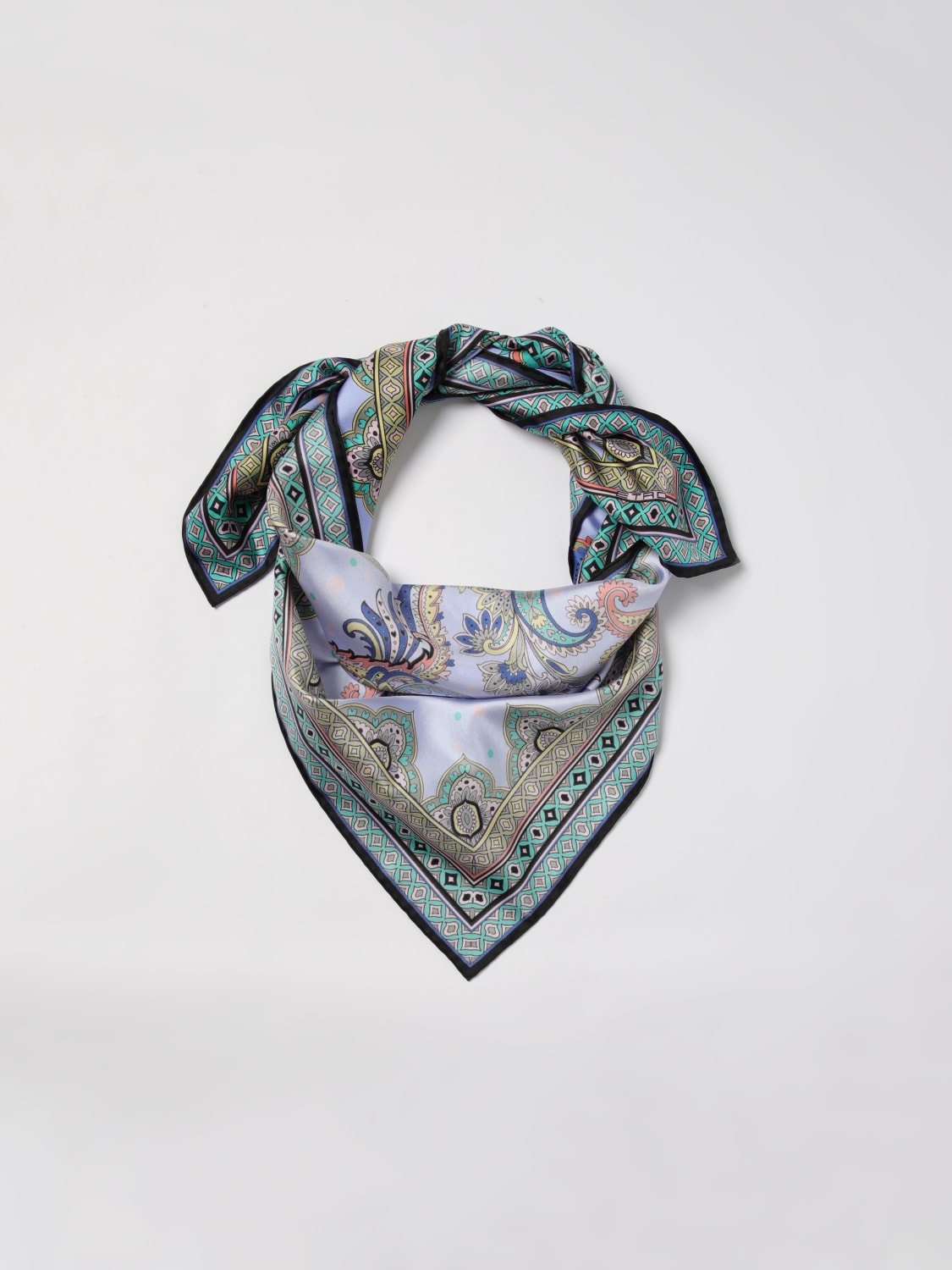 ETRO FOULARD: Foulard Paisley Etro in seta stampata , Celeste - Img 3