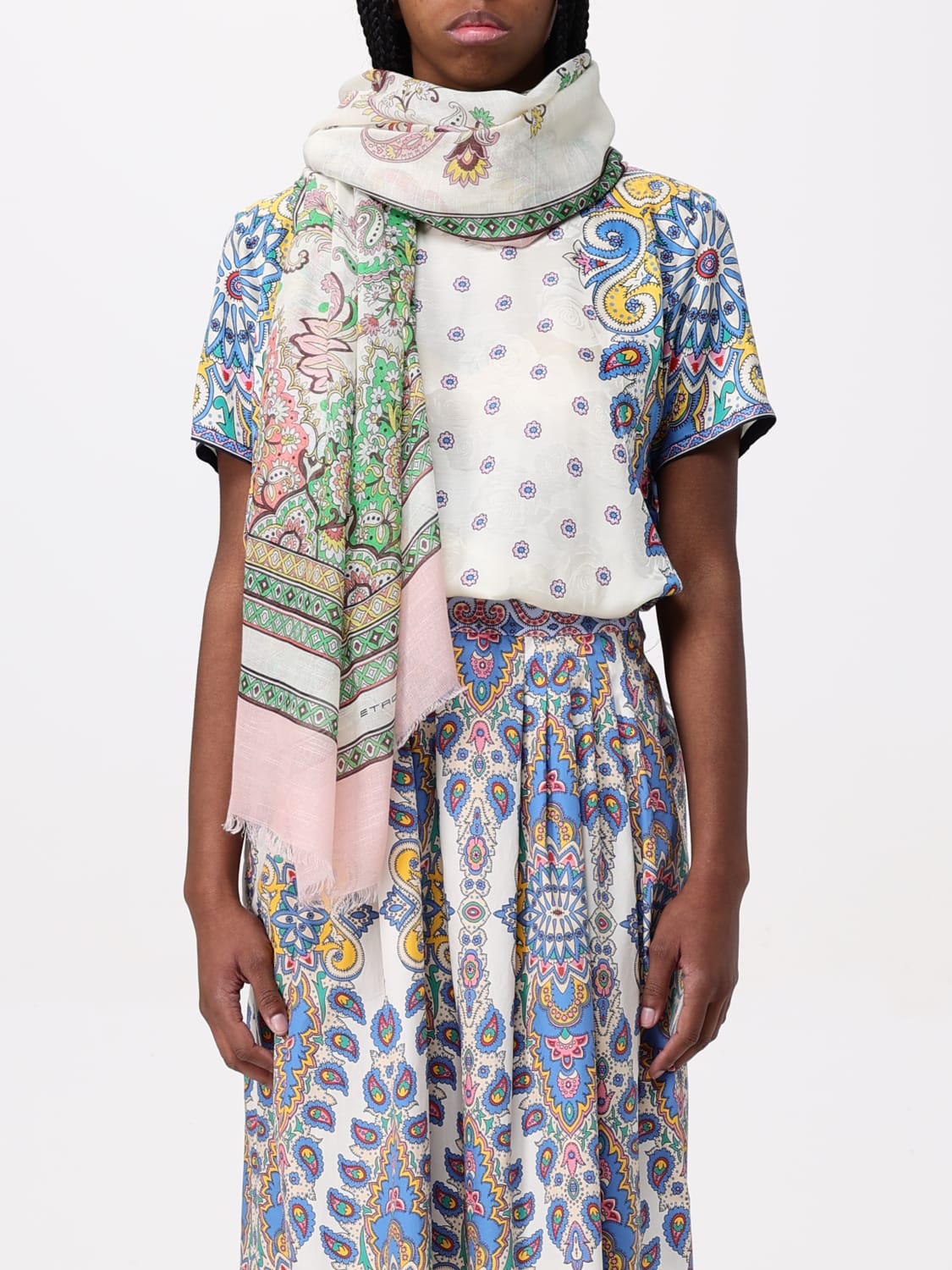 スカーフ ETRO Woman Scarf Yellow Cream WATA0013AK668 X0802 ETRO: Scarf woman - Yellow Cream | Etro scarf WATA0013AK668