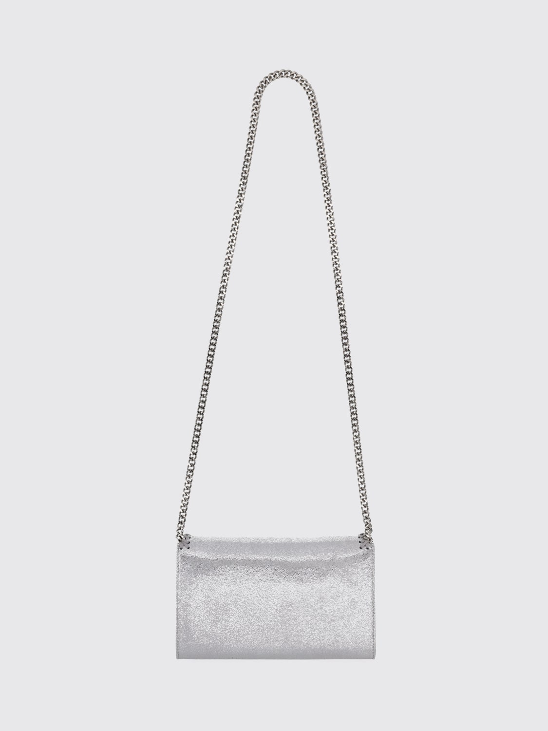 STELLA MCCARTNEY BORSA MINI: Borsa Falabella Stella McCartney in camoscio sintetico cracklè, Argento - Img 2