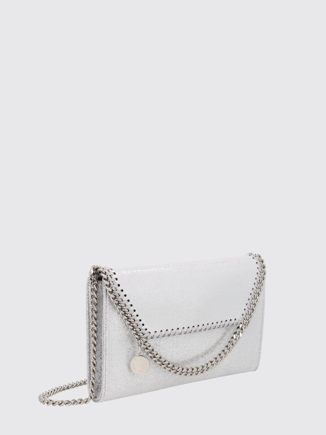 STELLA MCCARTNEY BORSA MINI: Borsa Falabella Stella McCartney in camoscio sintetico cracklè, Argento - Img 3