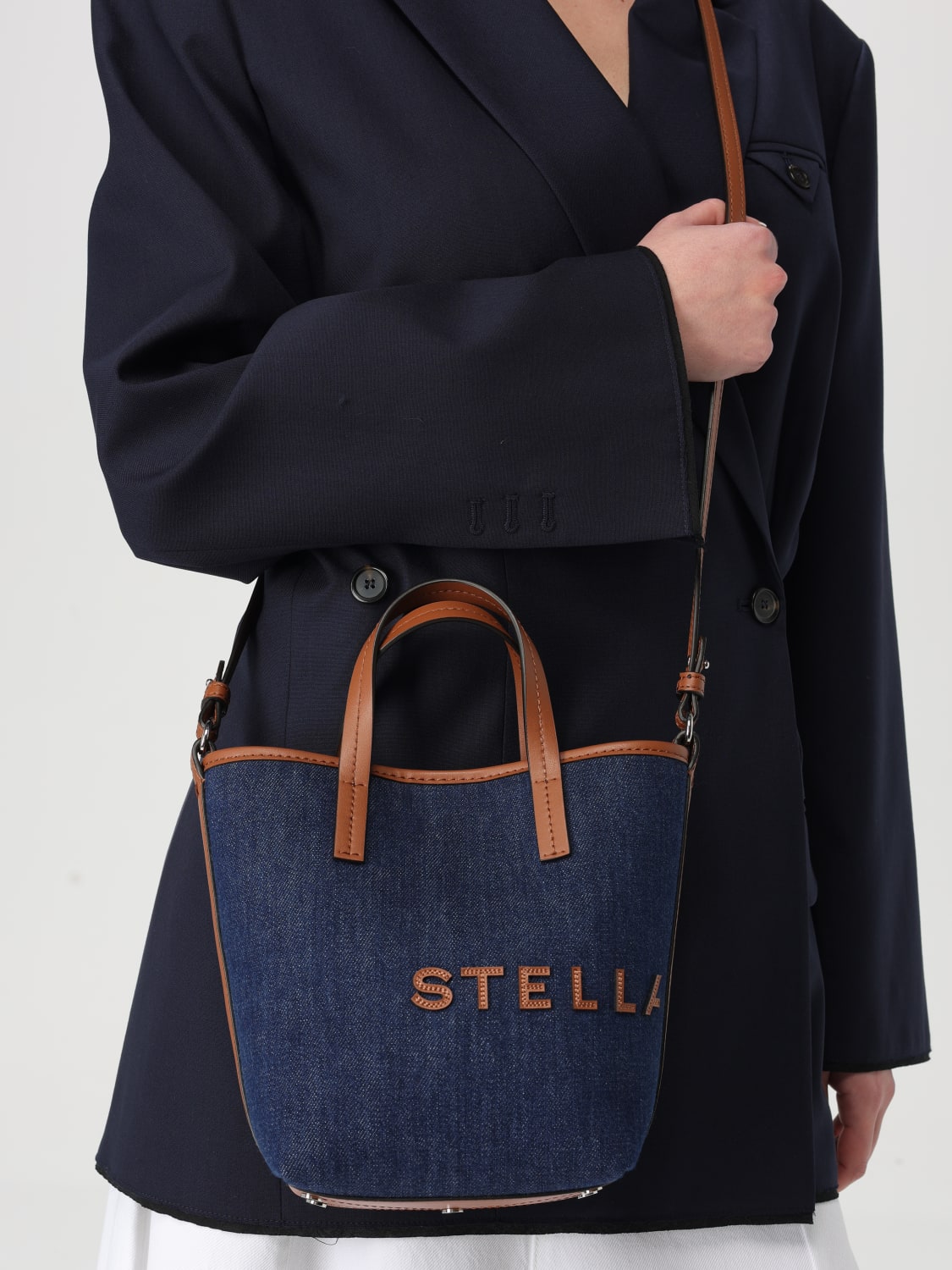 STELLA MCCARTNEY BORSA MINI: Borsa Micro Stella McCartney in denim di cotone e pelle sintetica , Denim - Img 2
