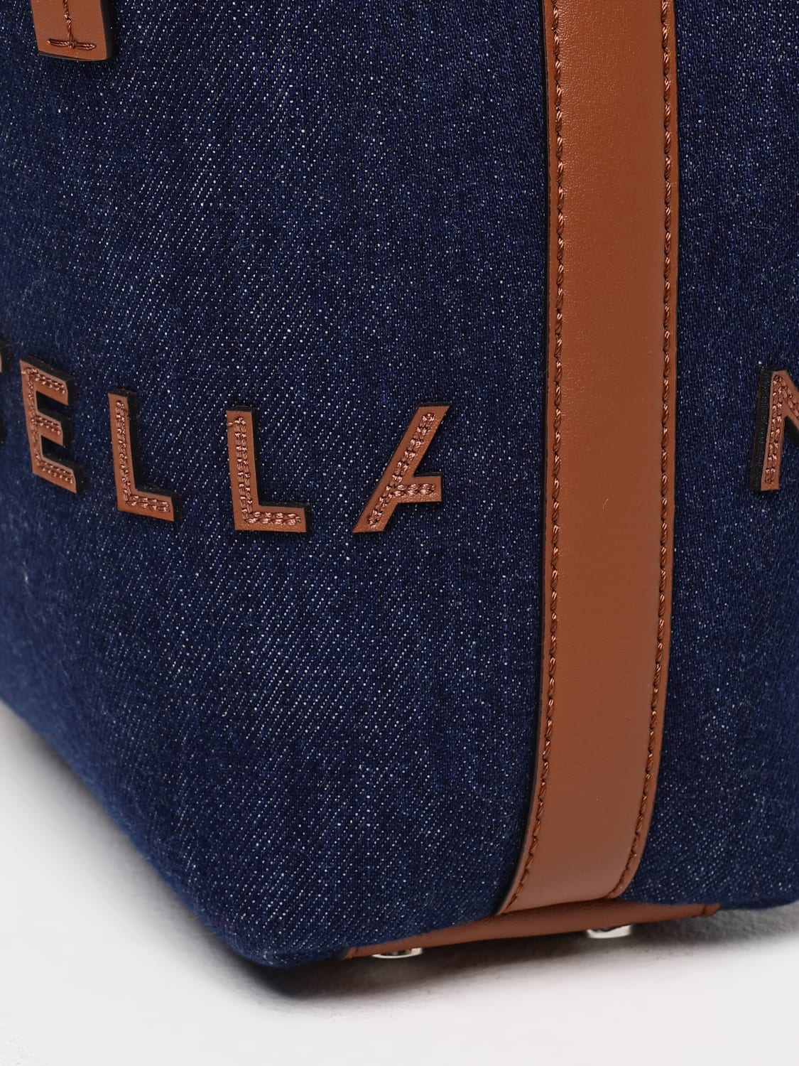 STELLA MCCARTNEY BORSA MINI: Borsa Micro Stella McCartney in denim di cotone e pelle sintetica , Denim - Img 4