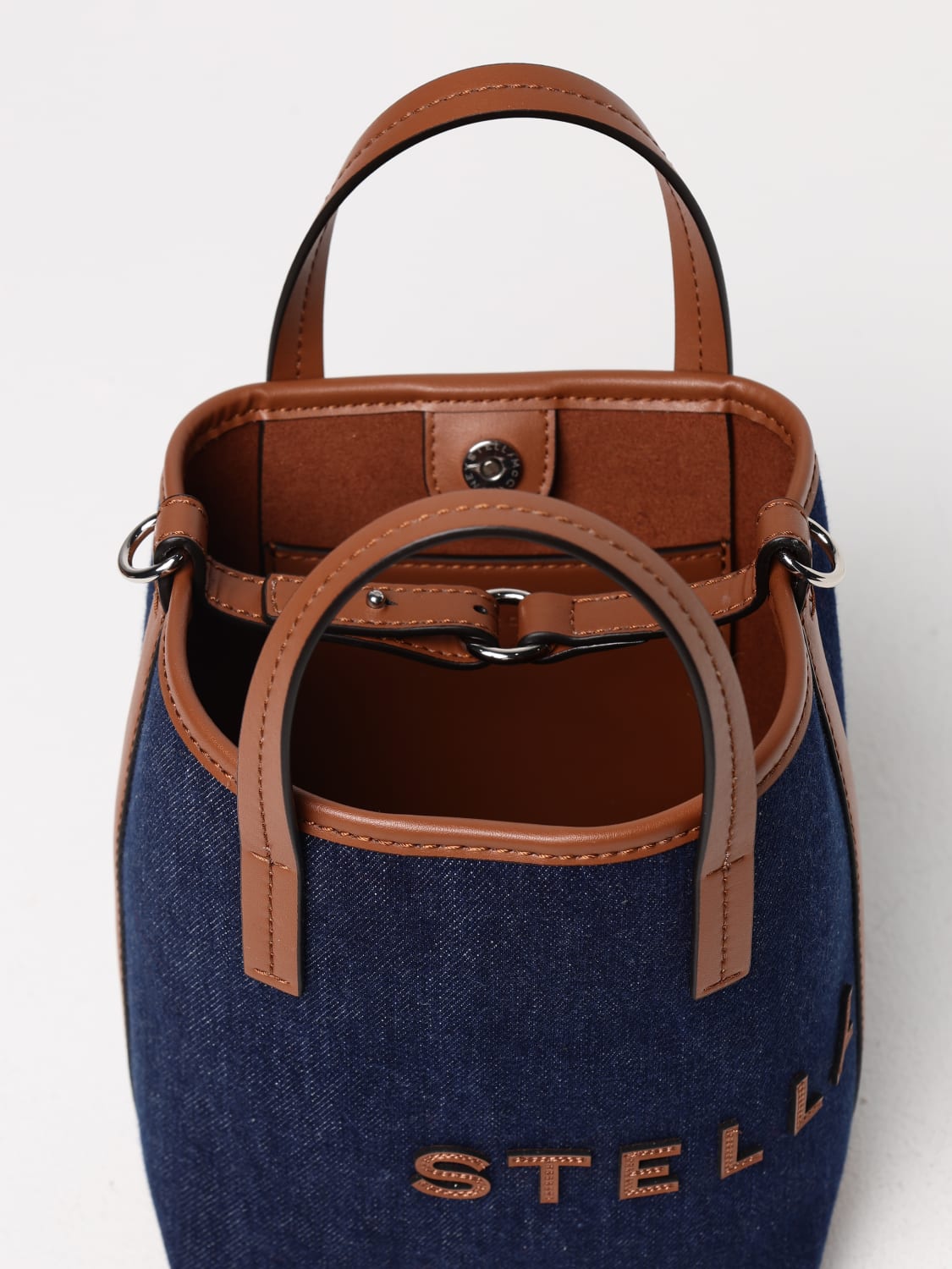 STELLA MCCARTNEY BORSA MINI: Borsa Micro Stella McCartney in denim di cotone e pelle sintetica , Denim - Img 5