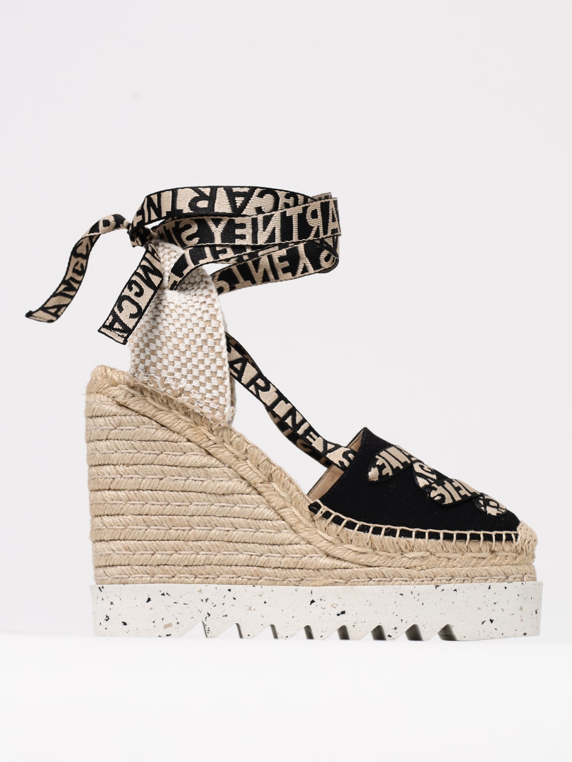 STELLA MCCARTNEY ESPADRILLAS: Espadrillas Gaia Stella McCartney in canvas e iuta con logo jacquard, Nero - Img 1
