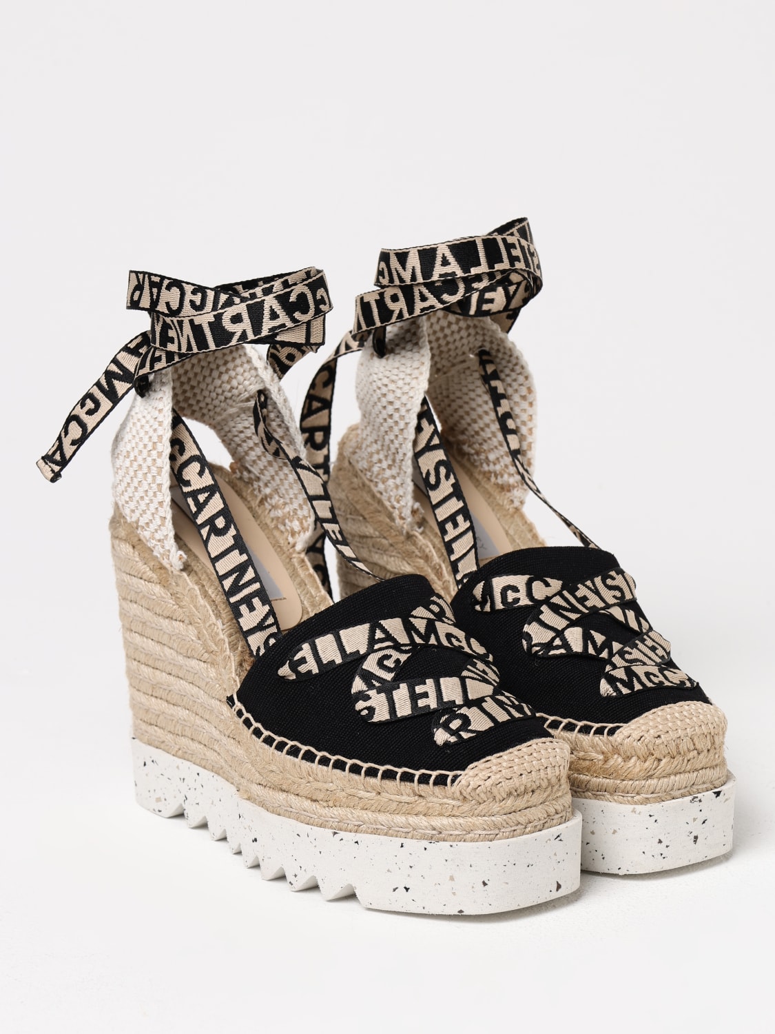 STELLA MCCARTNEY ESPADRILLAS: Espadrillas Gaia Stella McCartney in canvas e iuta con logo jacquard, Nero - Img 2