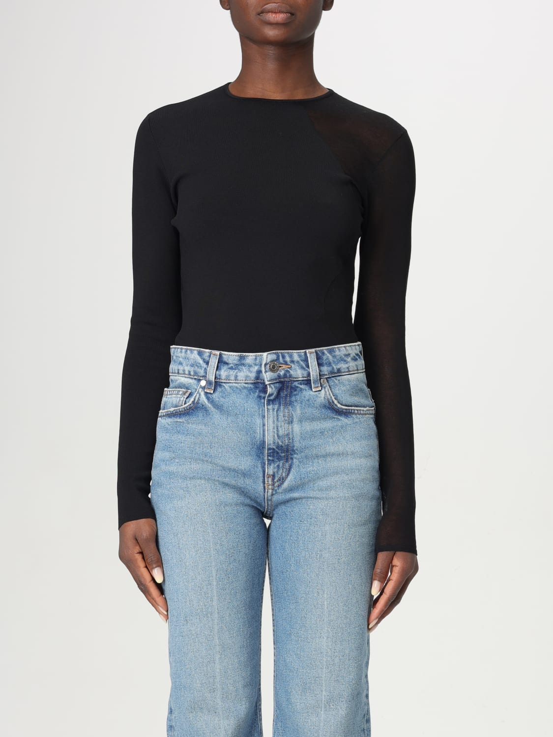 STELLA MCCARTNEY TOP E BLUSE: Body stretch Stella McCartney in misto viscosa, Nero - Img 1