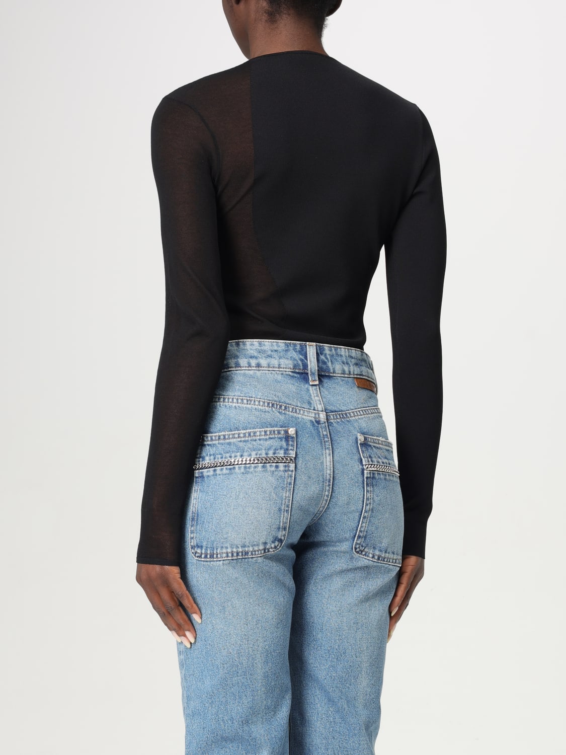 STELLA MCCARTNEY TOP E BLUSE: Body stretch Stella McCartney in misto viscosa, Nero - Img 3