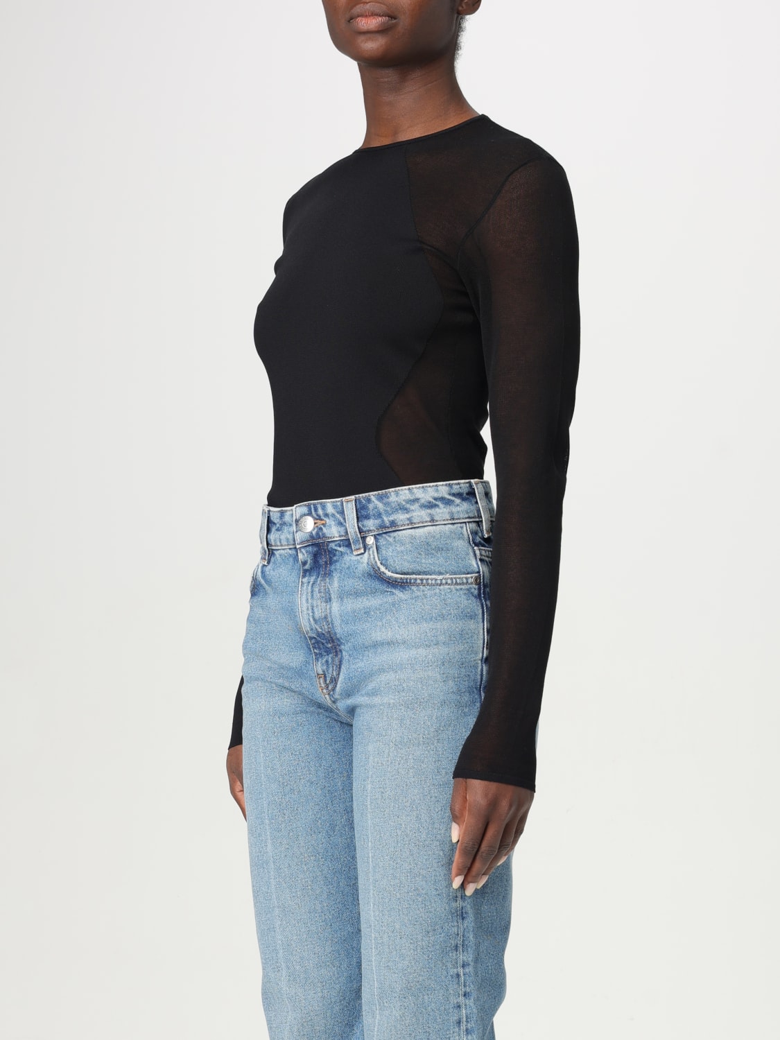 STELLA MCCARTNEY TOP E BLUSE: Body stretch Stella McCartney in misto viscosa, Nero - Img 4