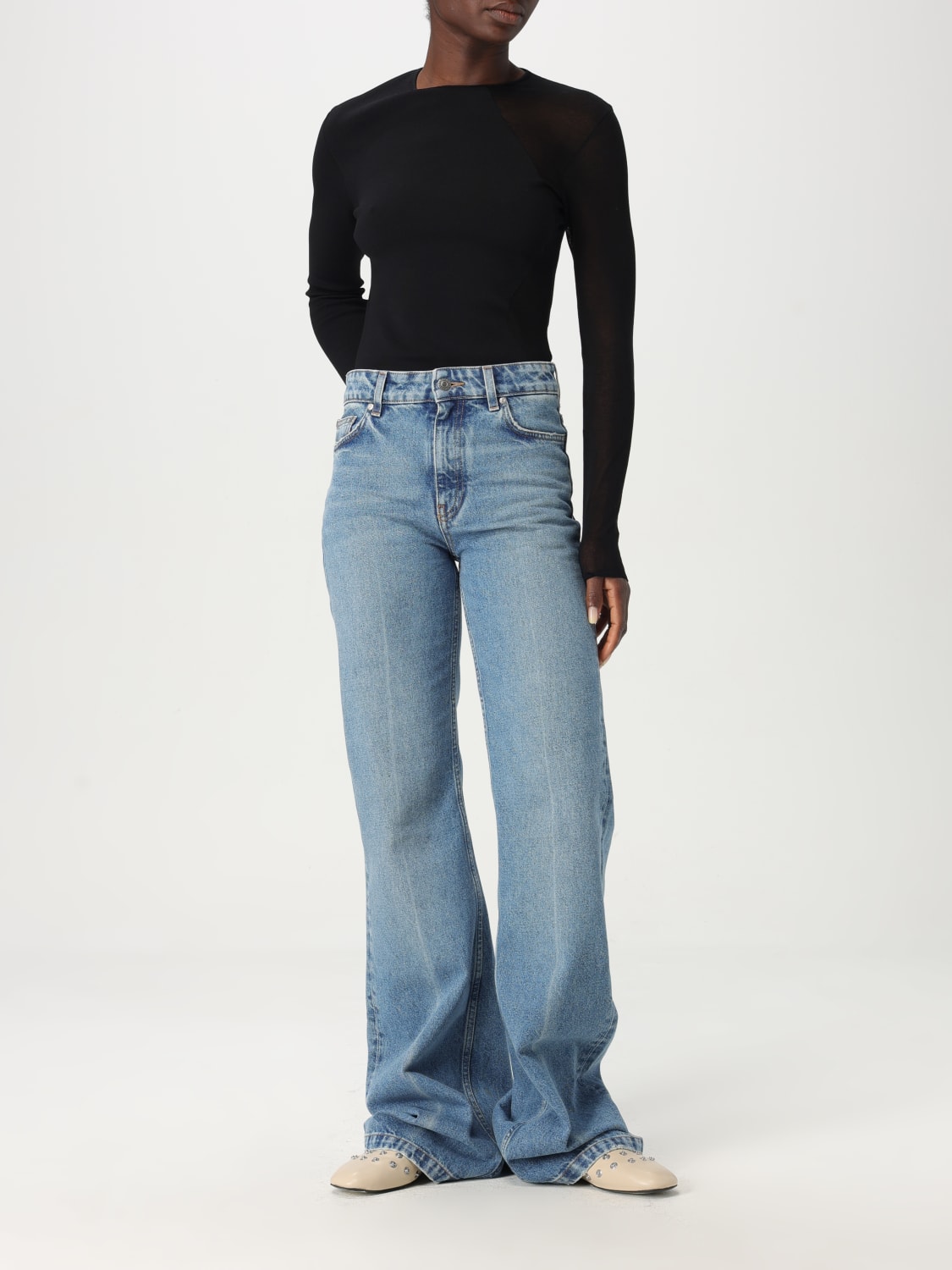 STELLA MCCARTNEY TOP E BLUSE: Body stretch Stella McCartney in misto viscosa, Nero - Img 6
