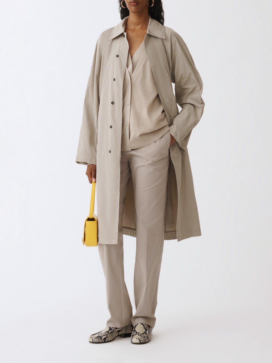 FABIANA FILIPPI アイボリー ロングコート Double-faced soft wool and cashmere coat, butter for Women