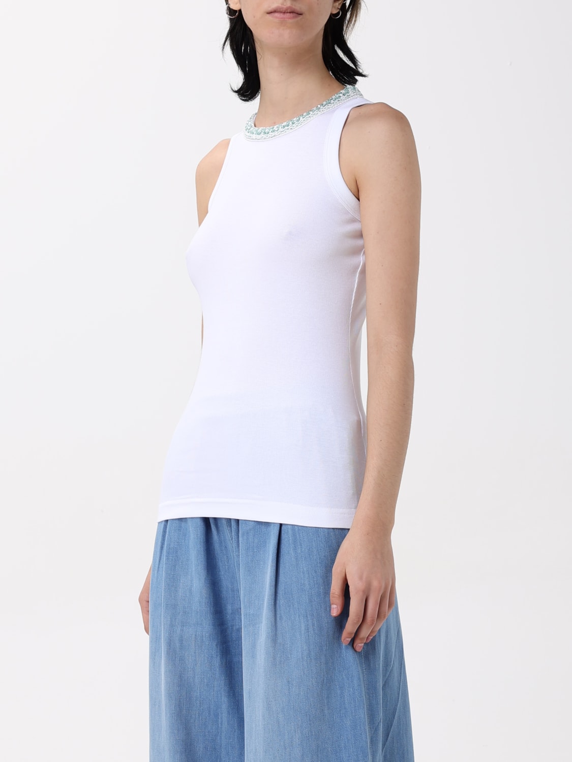 FABIANA FILIPPI T-SHIRTS: Canotta Fabiana Filippi in cotone stretch , Bianco - Img 4