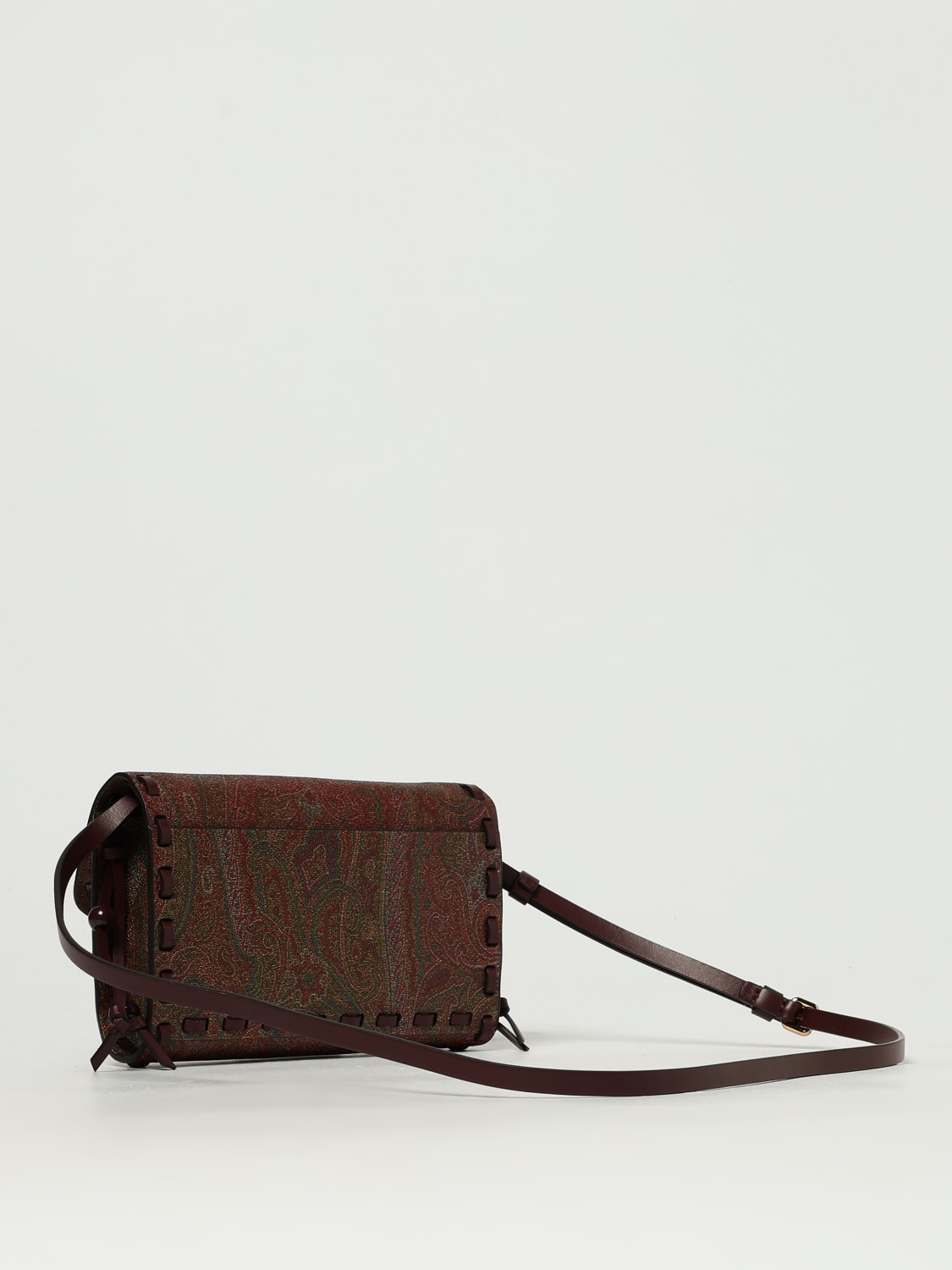 ETRO BORSA MINI: Borsa Etro in cotone spalmato e pelle , Cuoio - Img 2