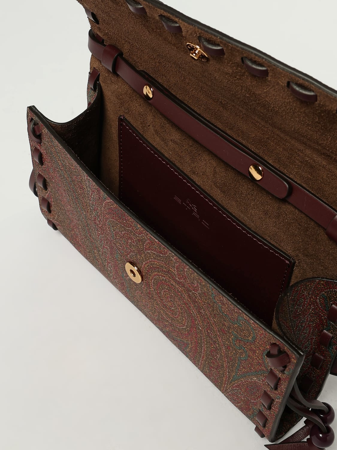 ETRO BORSA MINI: Borsa Etro in cotone spalmato e pelle , Cuoio - Img 4