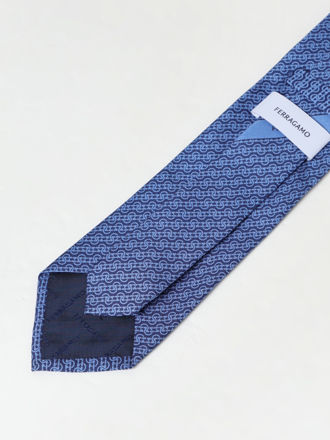 FERRAGAMO CRAVATTA: Cravatta Intreccio Ferragamo in seta stampata , Blue Navy - Img 2