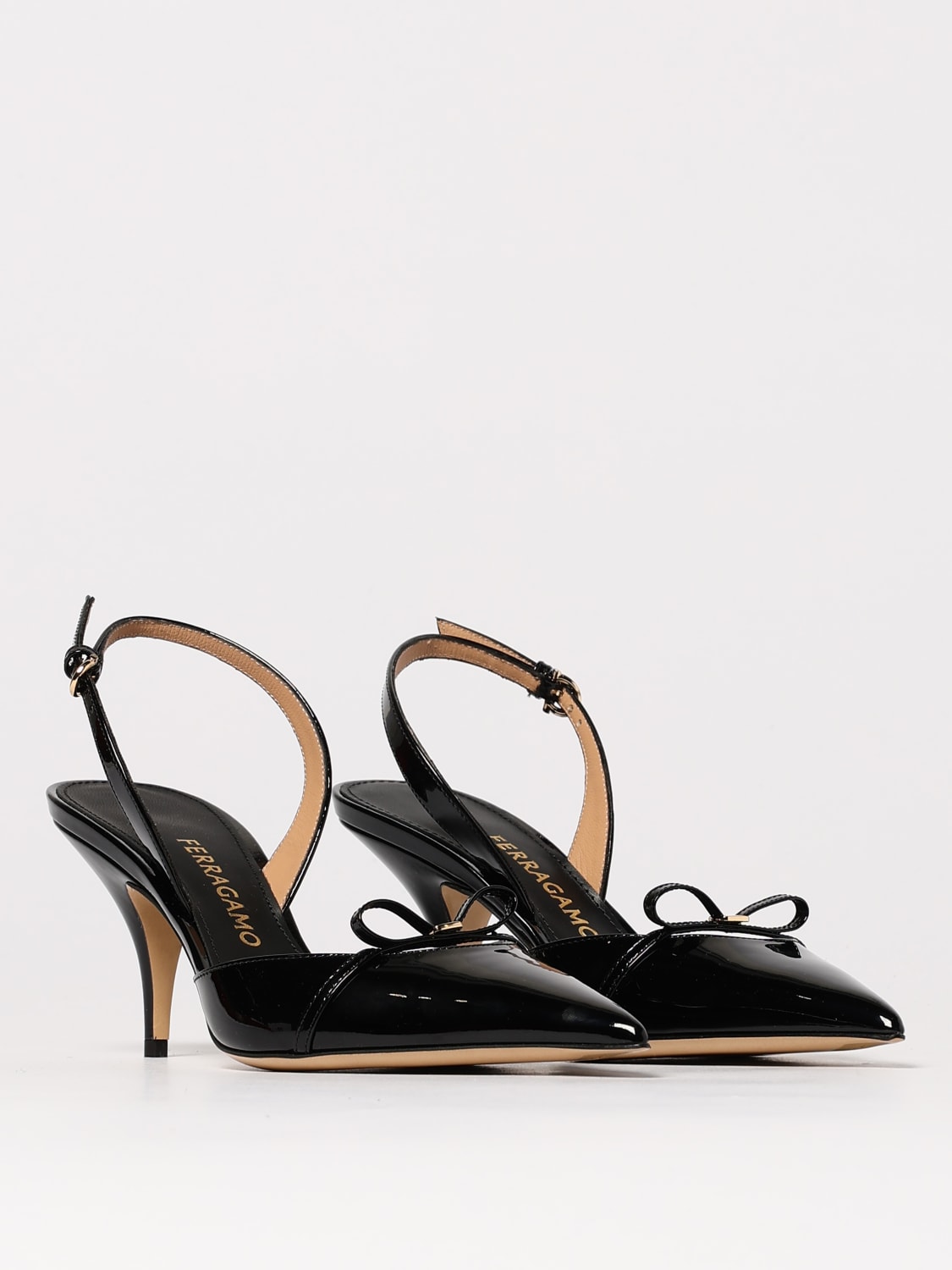 FERRAGAMO DÉCOLLETÉ: Slingback Mini Bow Ferragamo in vernice , Nero - Img 2