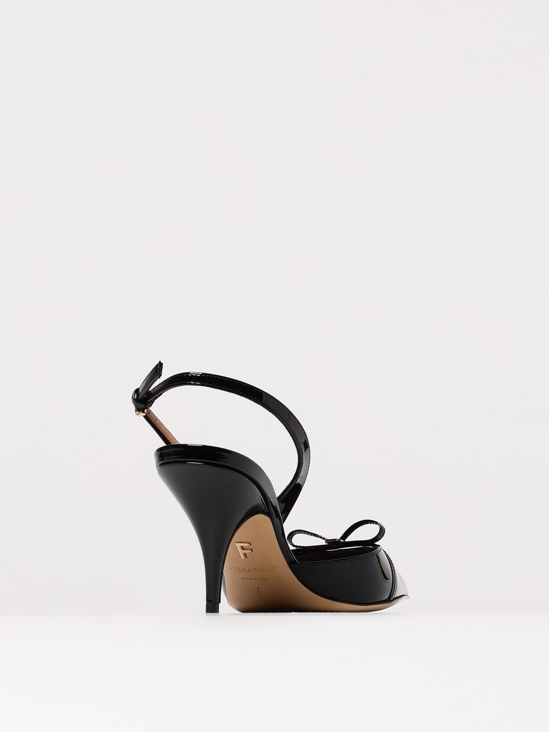 FERRAGAMO DÉCOLLETÉ: Slingback Mini Bow Ferragamo in vernice , Nero - Img 3