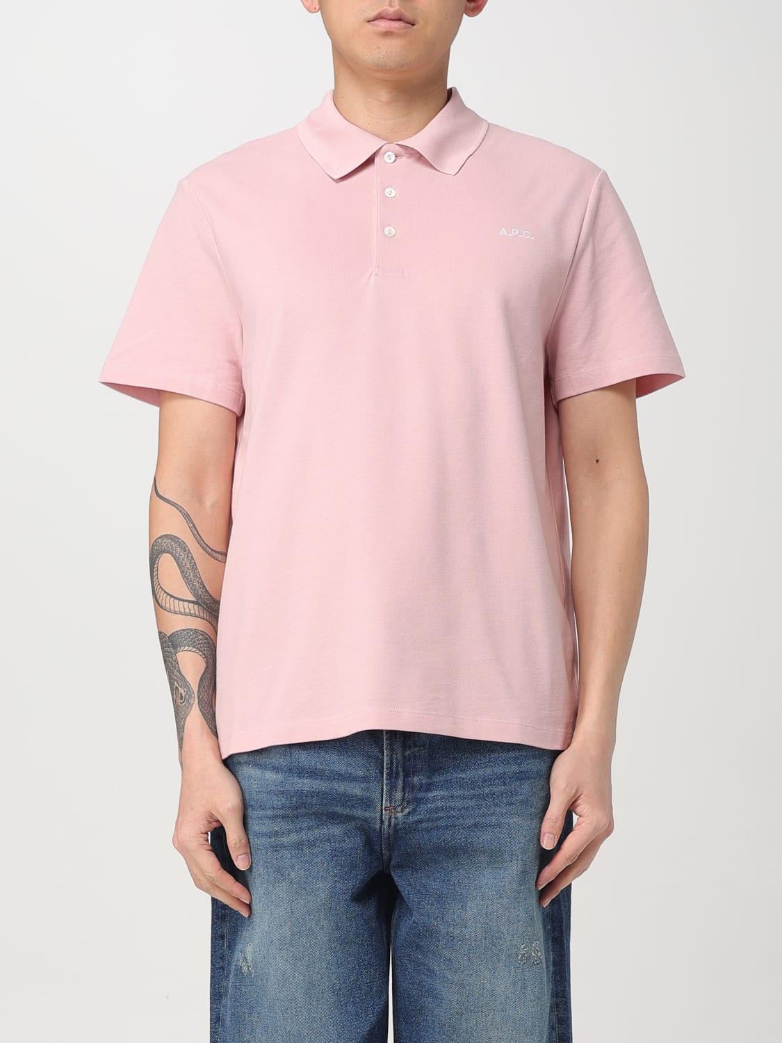 A.P.C. POLO: Polo in cotone con mini logo A.P.C., Rosa - Img 1