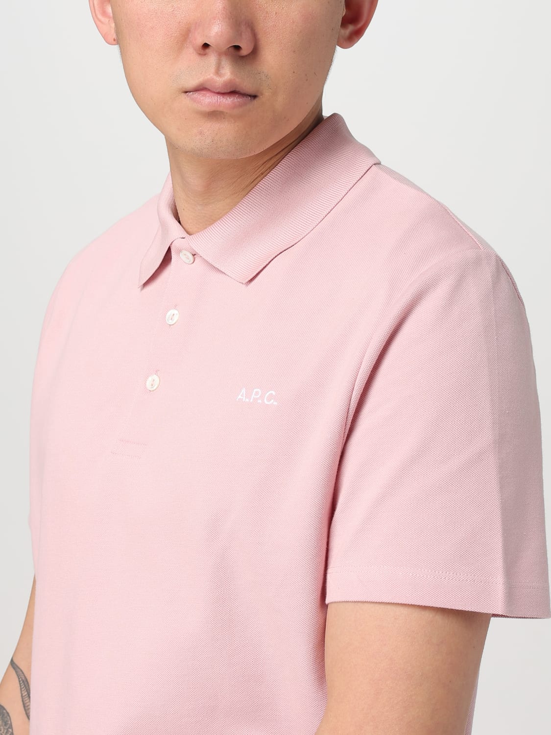 A.P.C. POLO: Polo in cotone con mini logo A.P.C., Rosa - Img 4