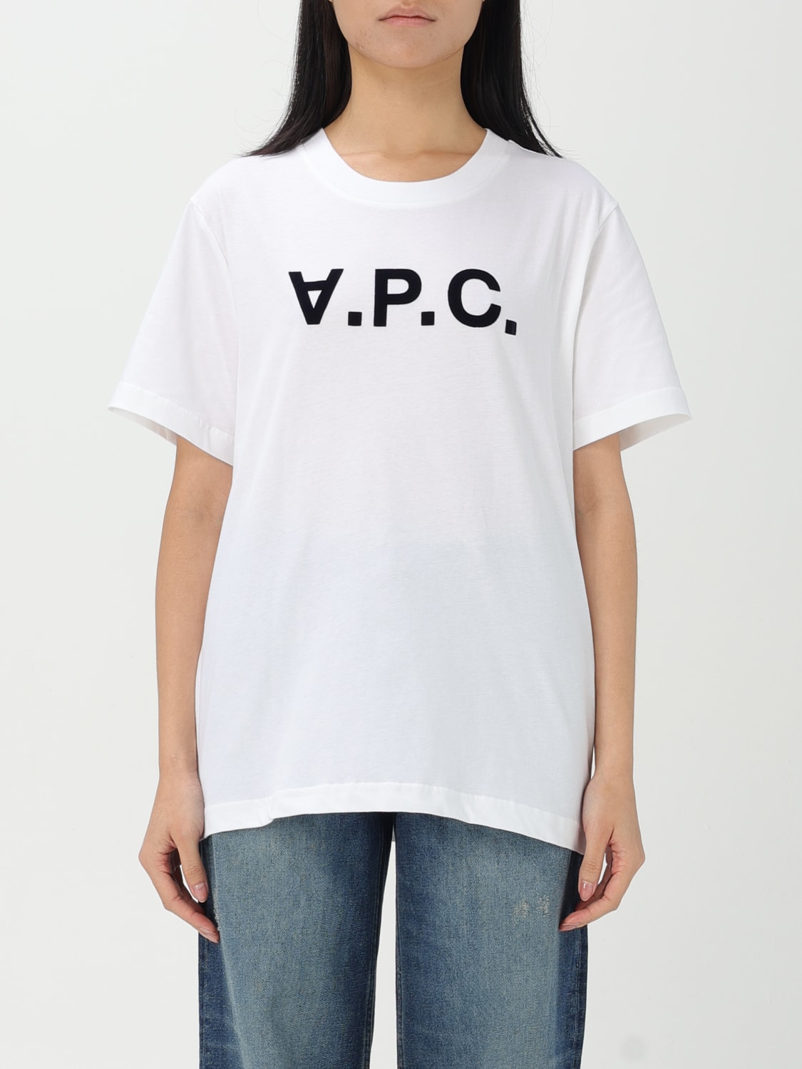 A.P.C. T-SHIRTS: T-shirt A.P.C. in cotone con logo , Bianco - Img 1