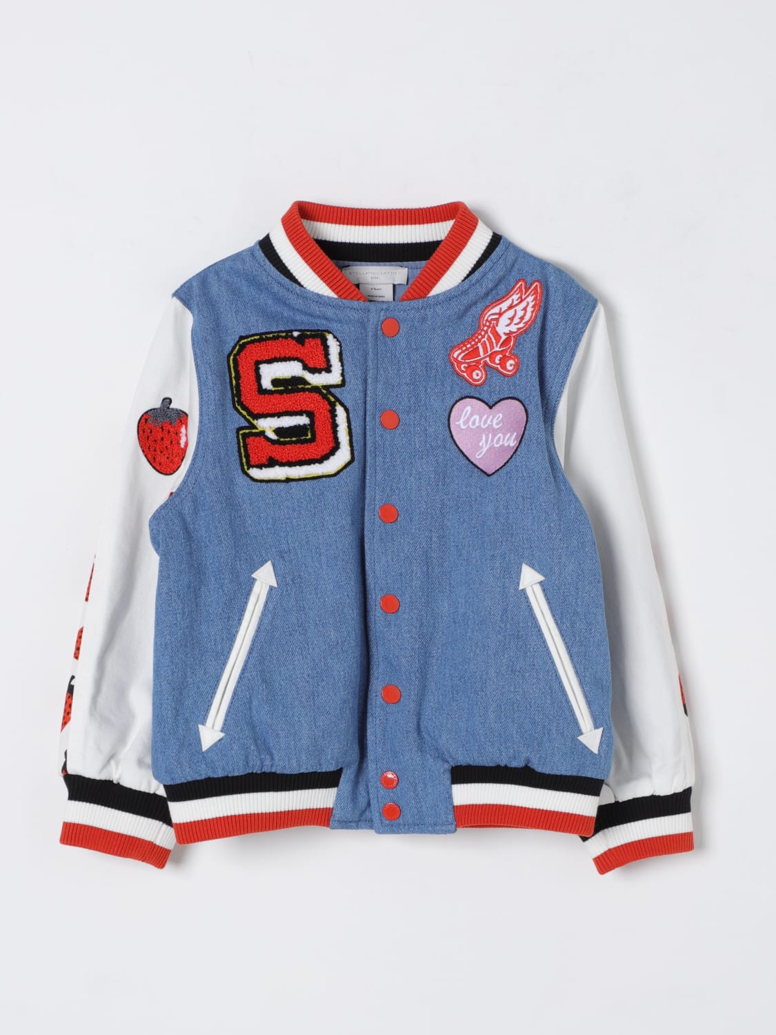 STELLA MCCARTNEY KIDS GIACCA: Bomber con maxi logo Stella McCartney Kids, Blue - Img 1