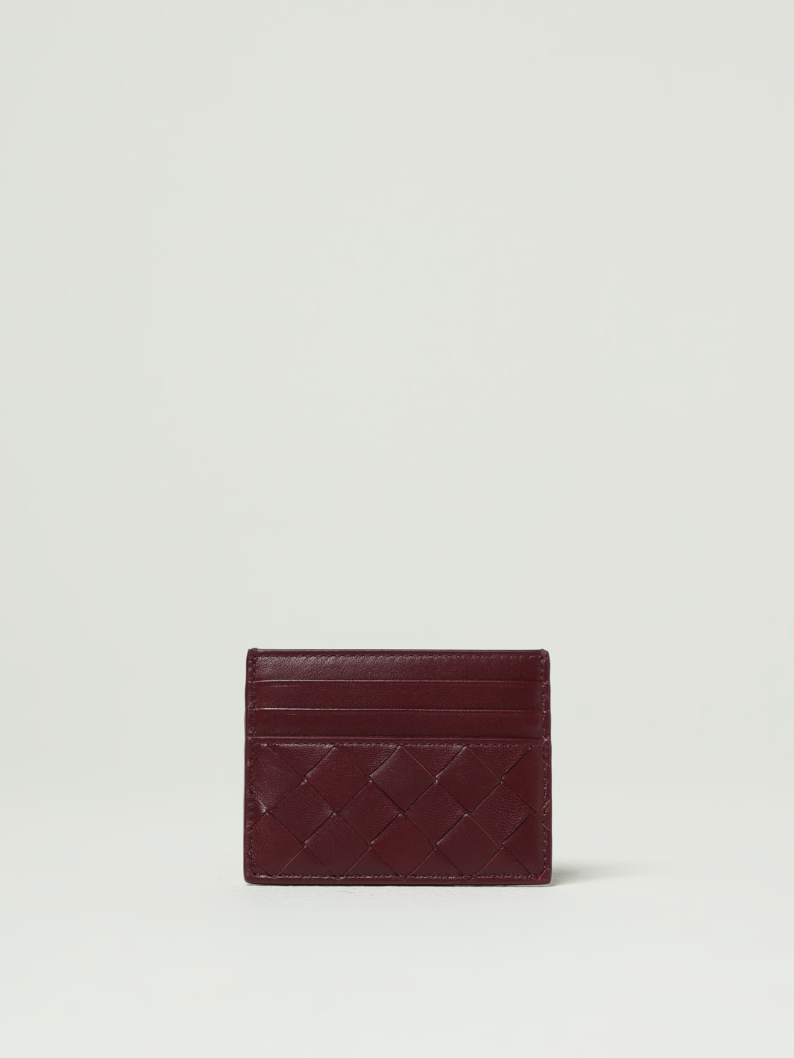 BOTTEGA VENETA PORTAFOGLIO: Portacarte di credito Bottega Veneta in pelle intrecciata , Bordeaux - Img 2