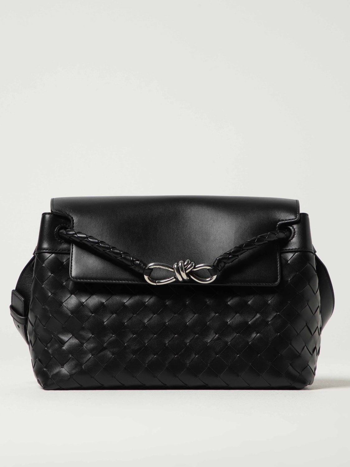 BOTTEGA VENETA BORSA A TRACOLLA: Borsa Messenger Andiamo Bottega Veneta in pelle intrecciata, Nero - Img 1