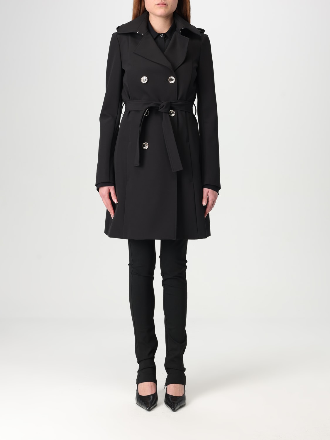 PATRIZIA PEPE: double-breasted nylon trench coat - Black