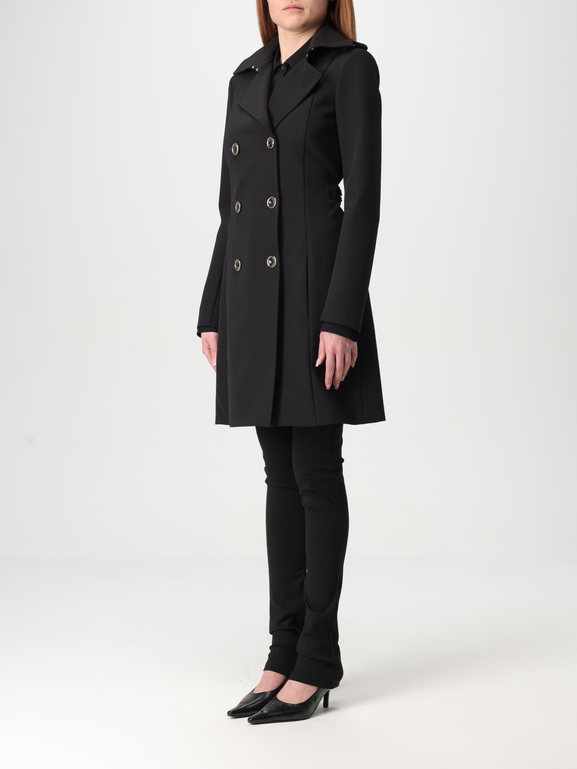 PATRIZIA PEPE: double-breasted nylon trench coat - Black