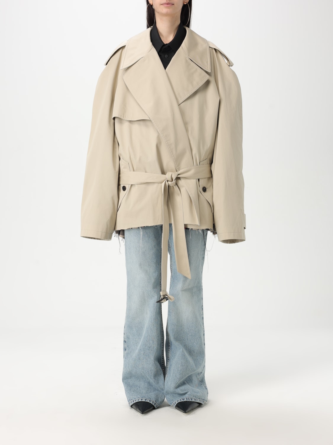 【BALENCIAGA】 BEIGE COTTON TRENCH COAT コート 814615TBP01 BALENCIAGA: oversize cotton trench coat - Beige | Balenciaga