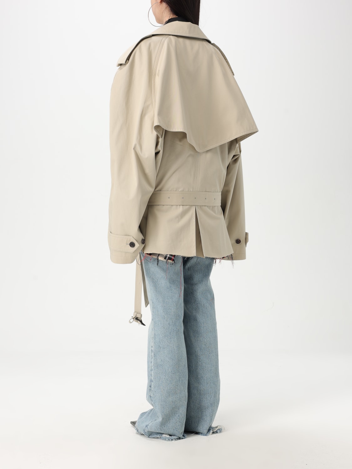 BALENCIAGA JACKET: Balenciaga oversize cotton trench coat, Beige - Img 3
