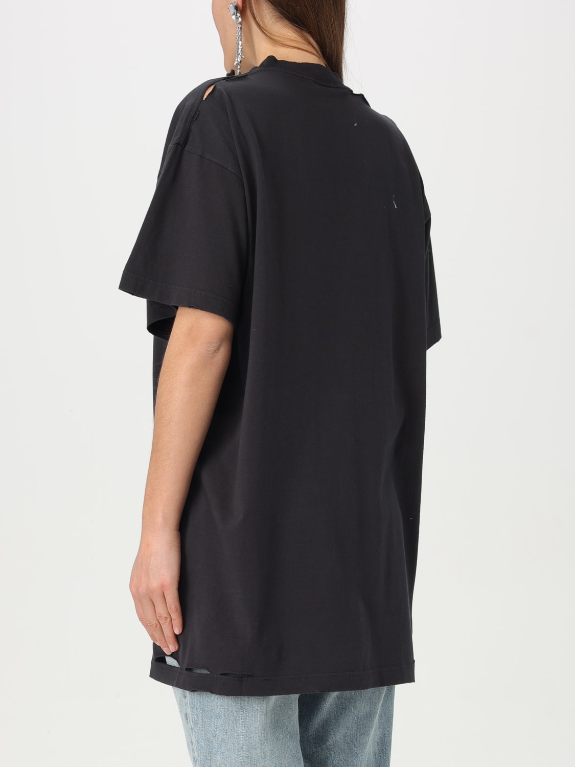 Tシャツ・カットソー BALENCIAGA Women Tunic Tops 811688 TRVU69034 Black Balenciaga Optical T-Shirt Oversized - LABELS
