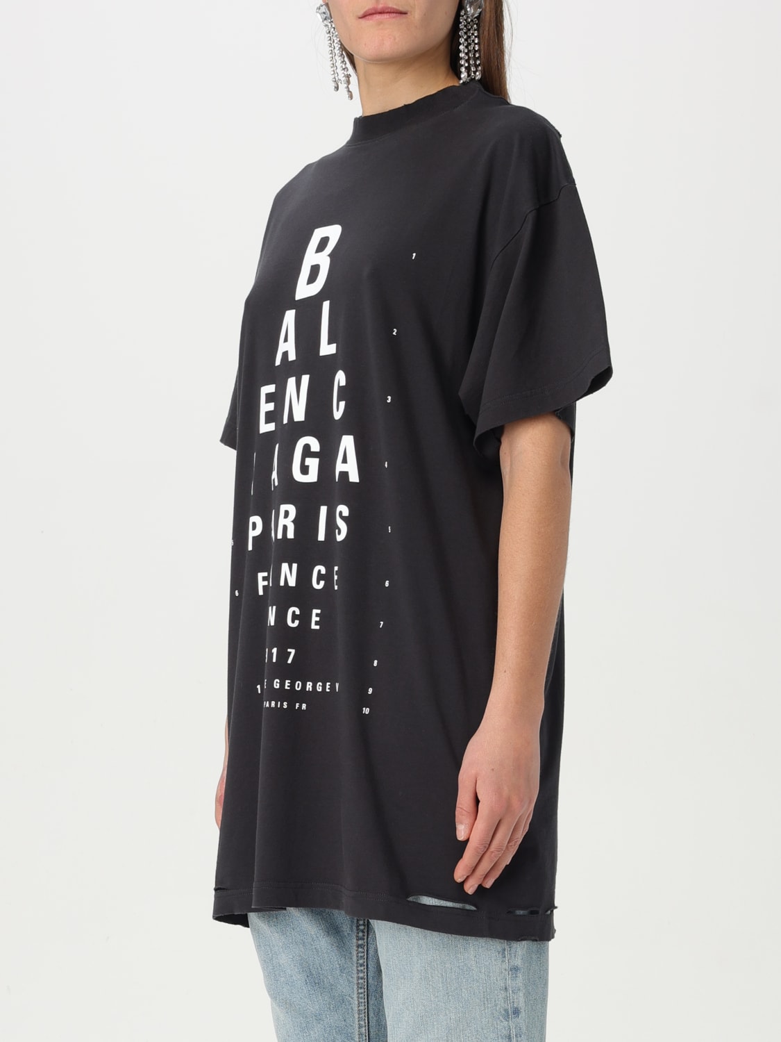 Tシャツ・カットソー BALENCIAGA Women Tops 787349TRVT9 1041 BLACK WMNS) Balenciaga Montaigne T-shirt Oversized 'Black Faded