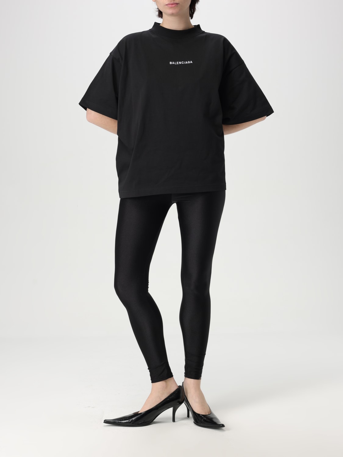 アウターその他 BALENCIAGA Women Outer 818552 TPQ381000 Black Balenciaga Women's' Fitted Zip-Up Hooded Sweatshirt in Black