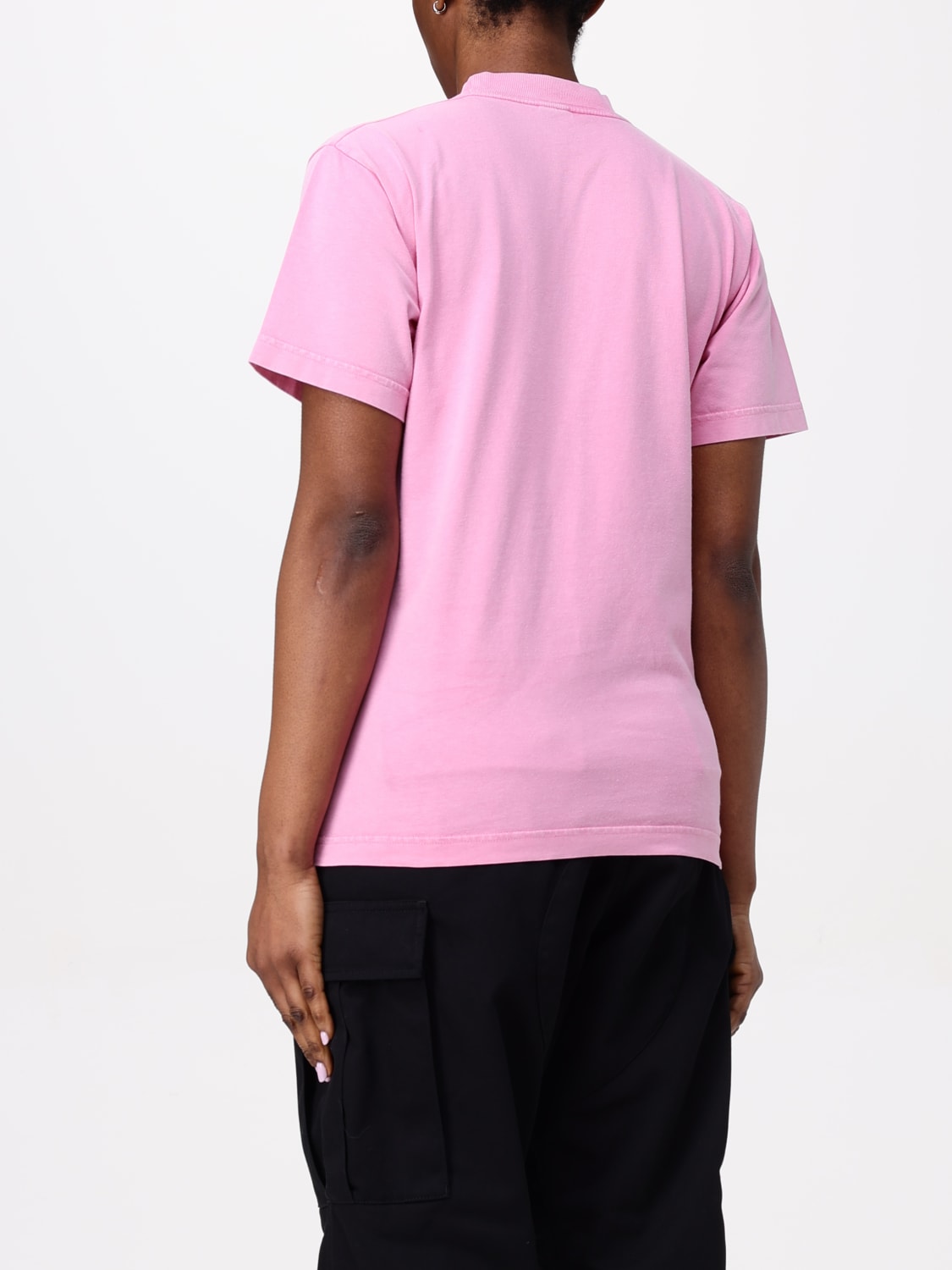 Tシャツ・カットソー BALENCIAGA Women Tops 809122TRVL5 PINK WMNS) Balenciaga Paris Strass T-shirt Small Fit 'Pink Faded