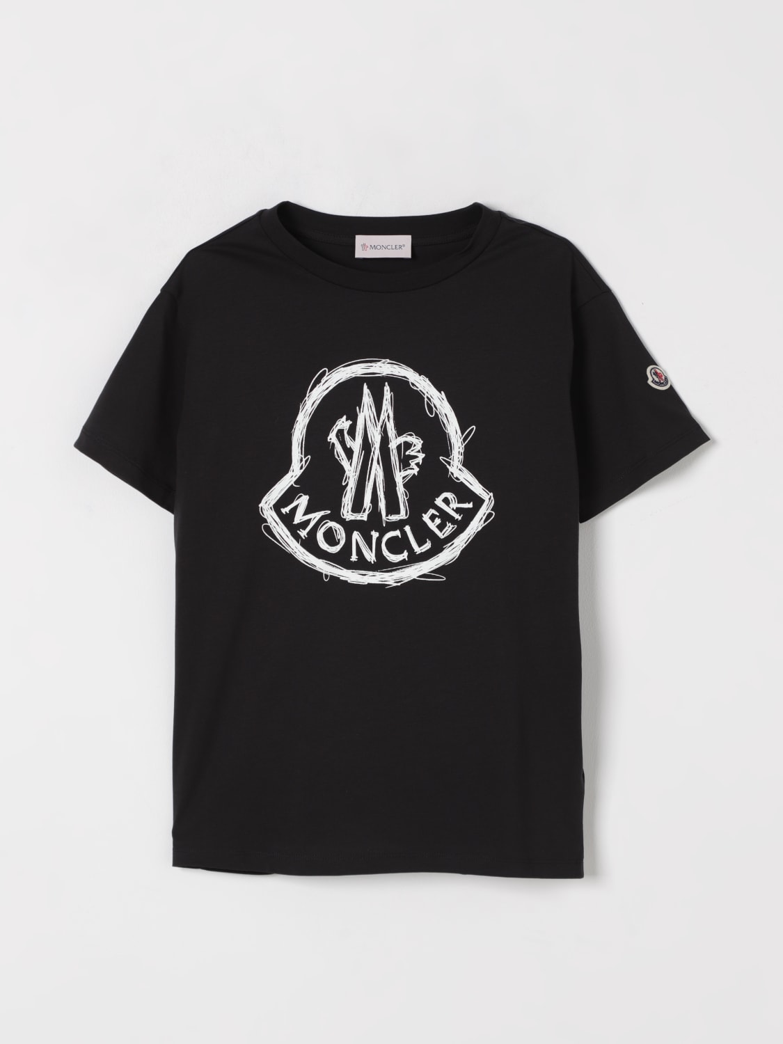 MONCLER ブラック 刺繍デザイン Tシャツ　キッズ MONCLER: T-shirt kids - Black | Moncler t-shirt 8C0001489AFV