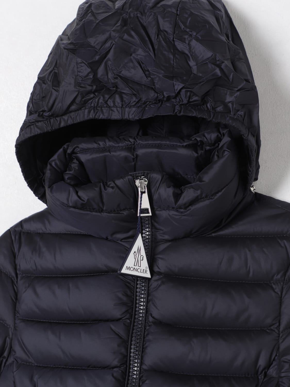 MONCLER GIACCA: Piumino in nylon imbottito con zip Moncler, Blue Navy - Img 3