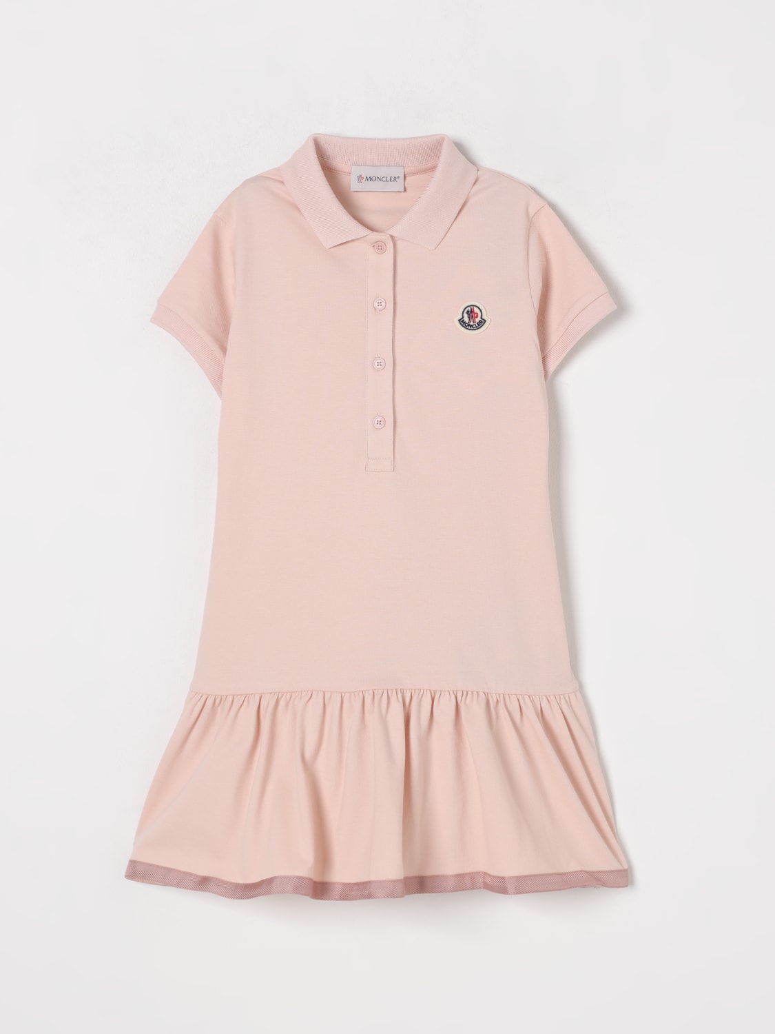 MONCLER ABITO: Abito a polo in cotone Moncler, Rosa - Img 1