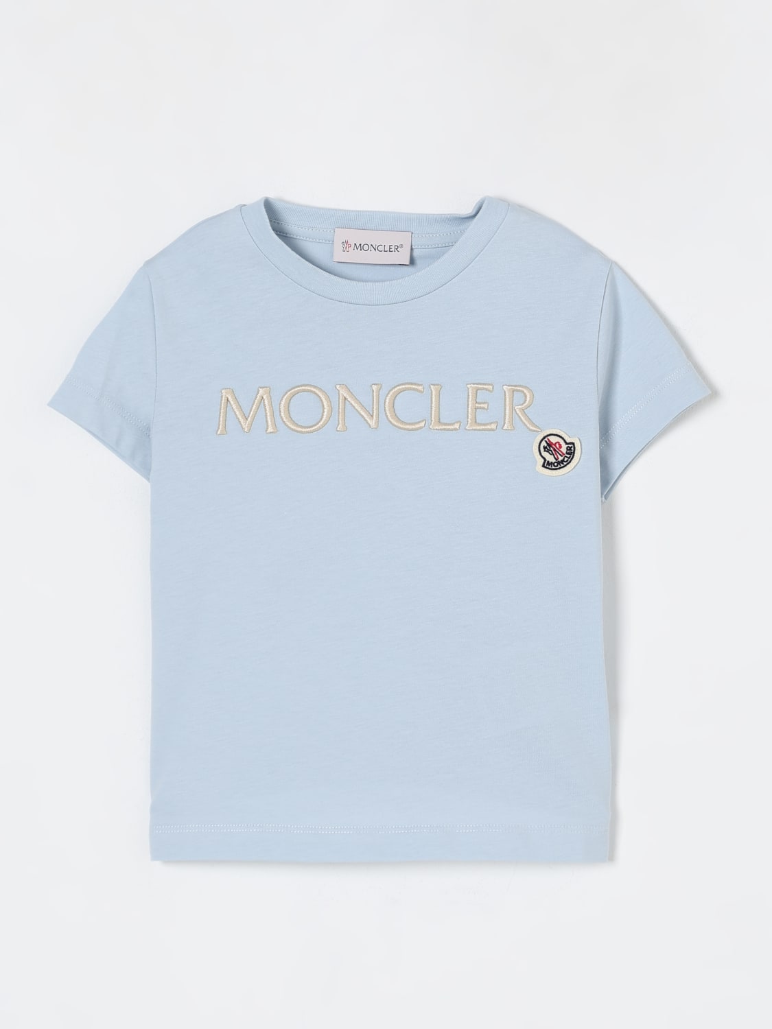 MONCLER T-SHIRT: T-shirt kids Moncler, Turquoise - Img 1