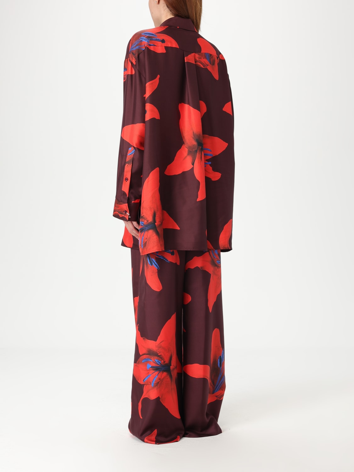 MCQUEEN CAMICIA: Camicia McQueen in seta con stampa floreale , Bordeaux - Img 3