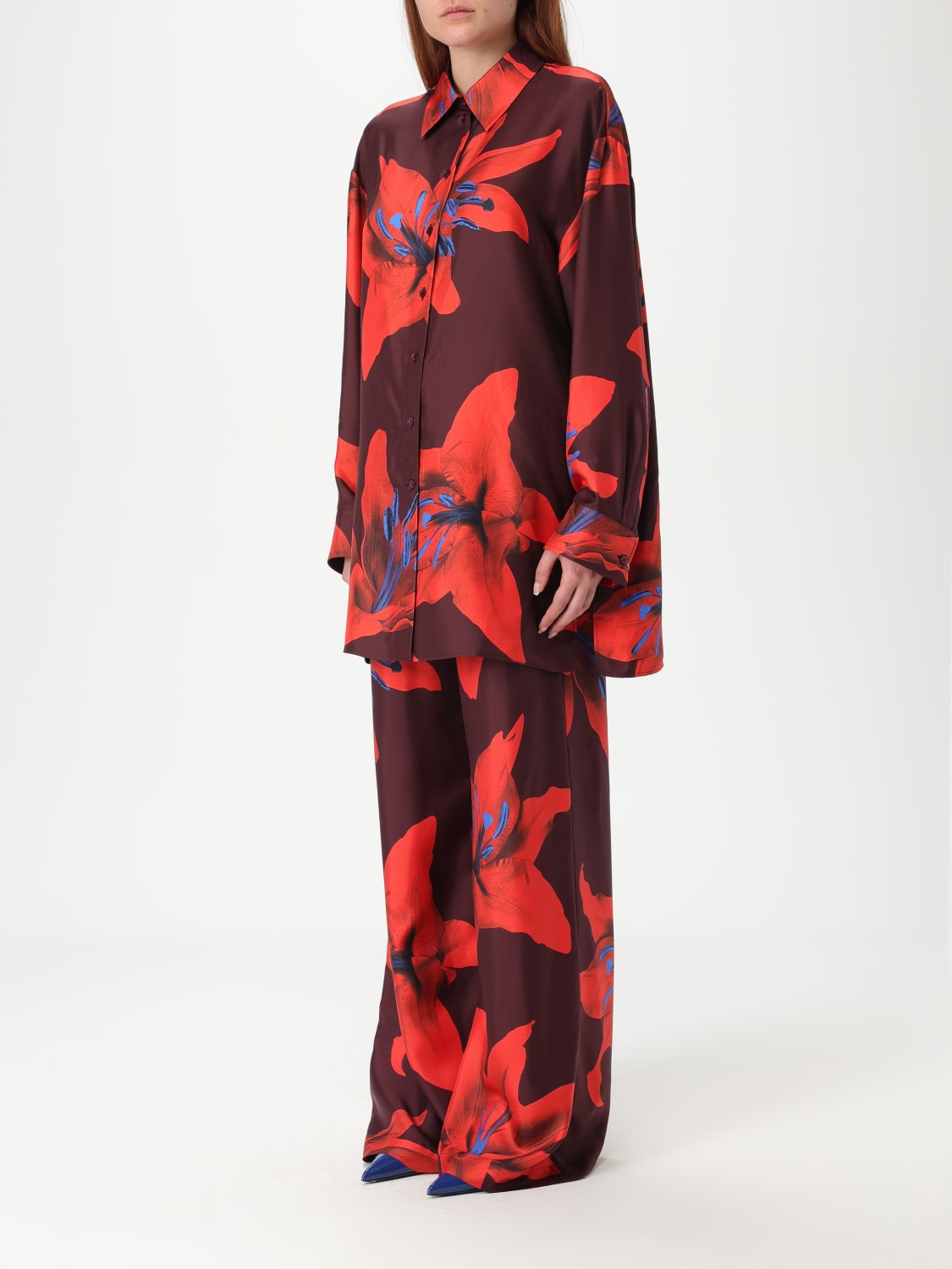 MCQUEEN CAMICIA: Camicia McQueen in seta con stampa floreale , Bordeaux - Img 4