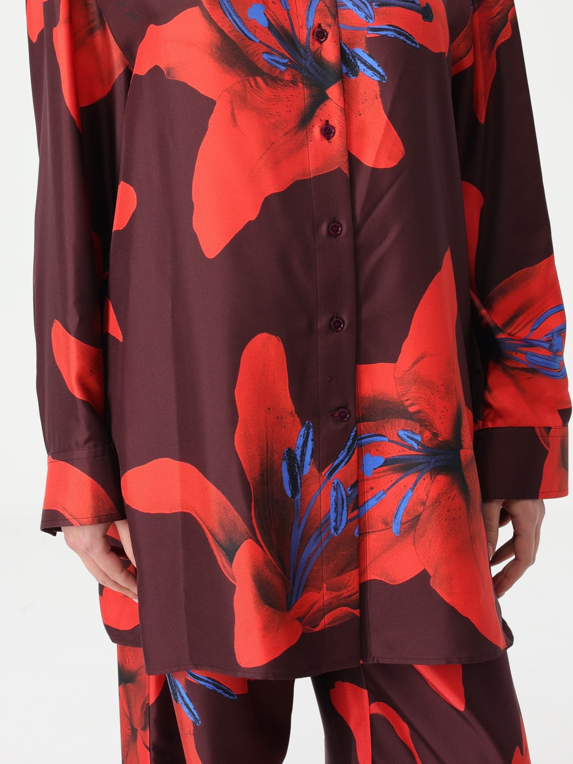 MCQUEEN CAMICIA: Camicia McQueen in seta con stampa floreale , Bordeaux - Img 5