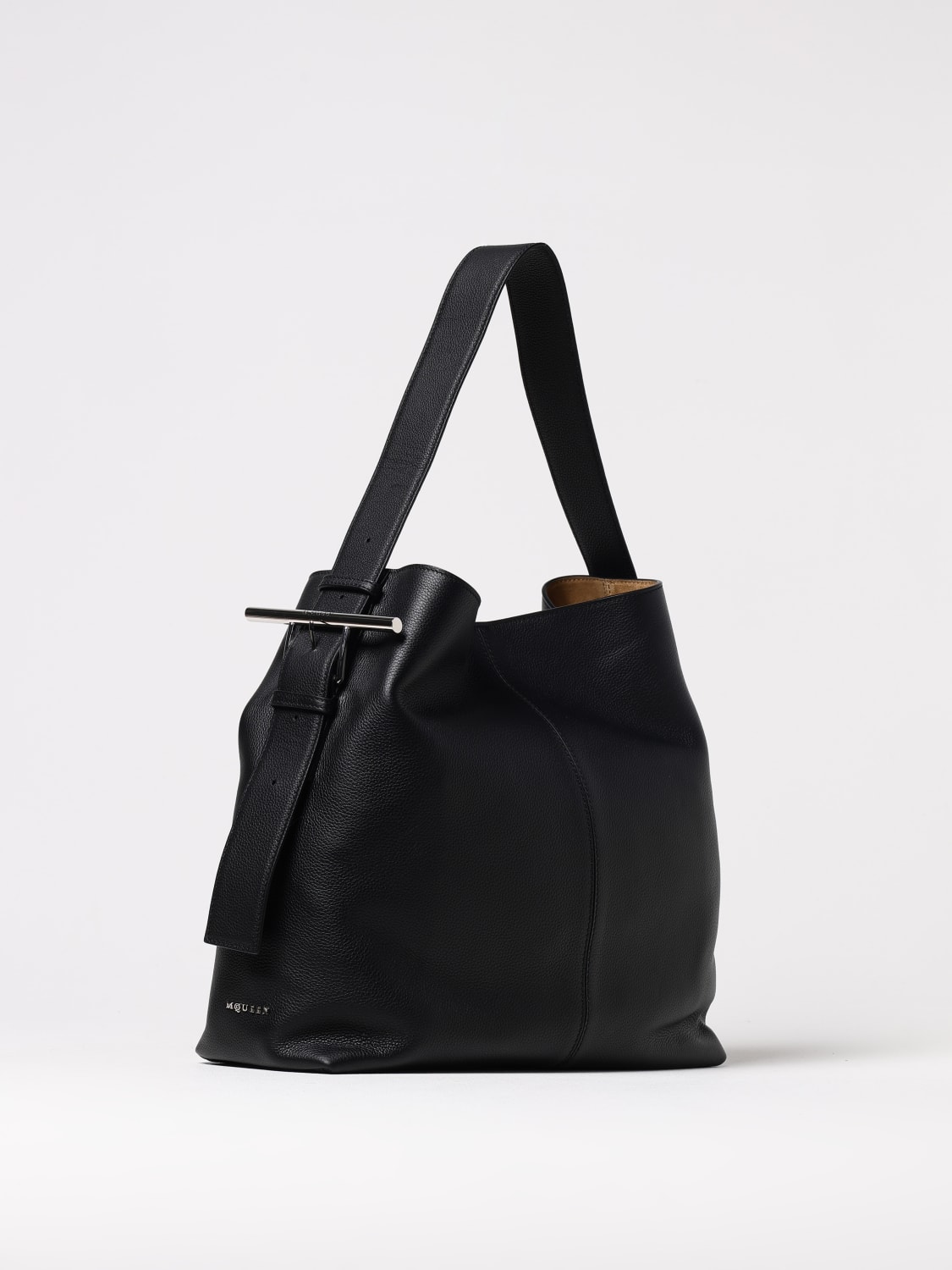 MCQUEEN BORSA A SPALLA: Borsa T-Bar Sling McQueen in pelle a grana , Nero - Img 3