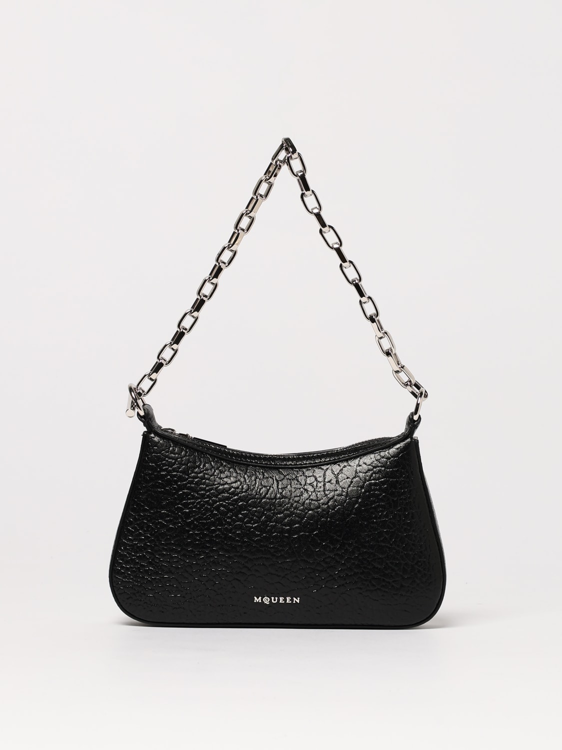 MCQUEEN BORSA MINI: Borsa McQueen in pelle a grana , Nero - Img 1